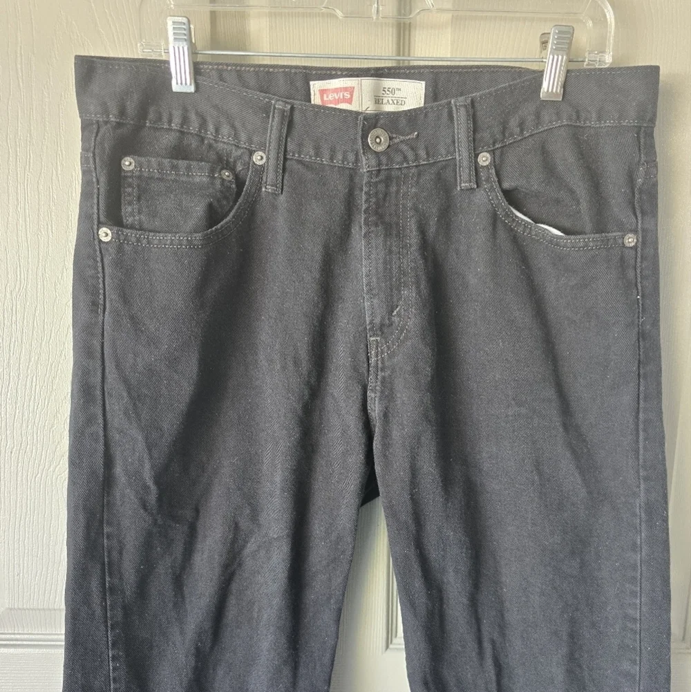 Levi's 550 Jeans Men Straight Leg 34×29 Light Wash Dark Black MidRise Logo Husky
